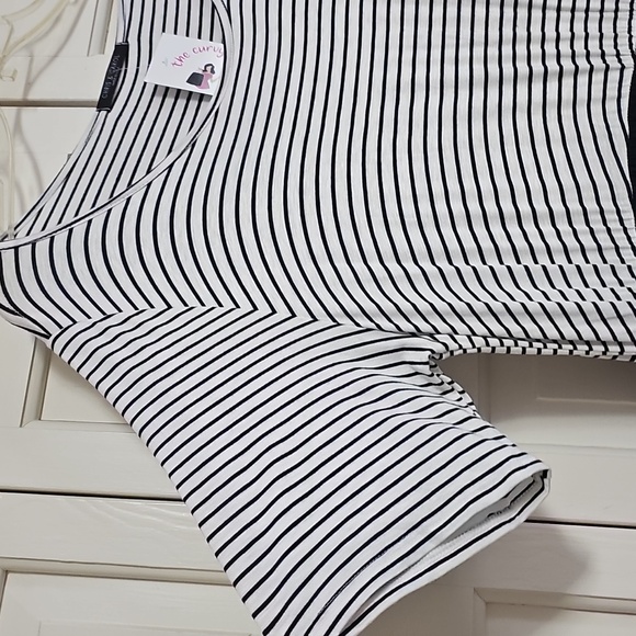 Chris & Carol Black and White Striped Midi Dress - Picture 2 of 3